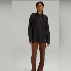 Lululemon Merino Wool-Blend Ribbed Crewneck Sweater Black‎ 6 Excellent Condition